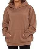 MANGOPOP Womens Hoodies Oversized Sweatshirts Long Sleeve Sweaters Pullover Winter Outfits for Women with Pocket (Coffee, X-Large)