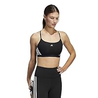 adidas Performance Aeroreact 3-Stripes Badge of Sport Women's Light-Support Training Bra, Black / White, Large (A-C Cup)