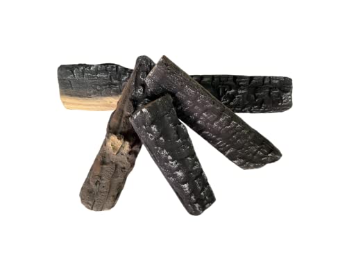 Gas-Holzscheite, 4 Stück,Gas-Kaminholz-Set aus Keramikholzscheiten. Zur Verwendung im Innenbereich, Gaseinsätze, belüftete, elektrische oder draußen Kamine & Feuerstellen