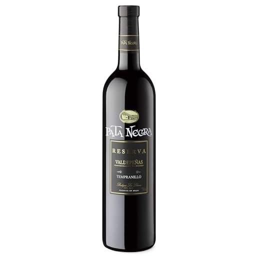 Pata Negra Reserva 2013 Vino Tinto D.O Valdepeñas, Crianza de 12 Meses, Volumen de Alcohol 13% - 6 Botellas x 750 ml - Total: 4500 ml