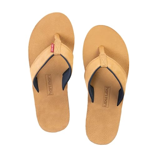Hari Mari- Pier- Men's Classic Pebbled Nubuck Leather Flip Flop with a Zigzag Deco Strap- No Break Ins, Firm Arch Support, and Cupped Heel2