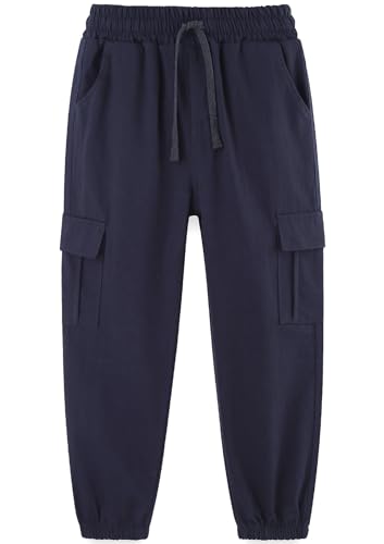 Boys 2 Pack Cotton Pull On School Uniform Casual Cargo Pants with Drawstring 2-14 Years2