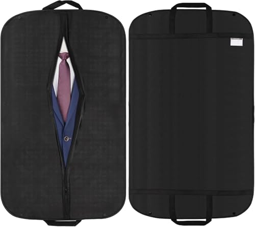 2 Housses à Vêtements 60x100cm - Housse Costume de Voyage haut de gamme Housse Costume Homme design pliable respirant adapté pour vestes chemises etc (noir)