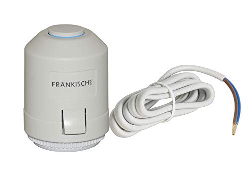 Fränkische Profitherm Actuator VM 230V Valve Motor, showing the grey cylindrical actuator with a white power cable coiled next to it. The actuator has 'FRÄNKISCHE' printed on its side.