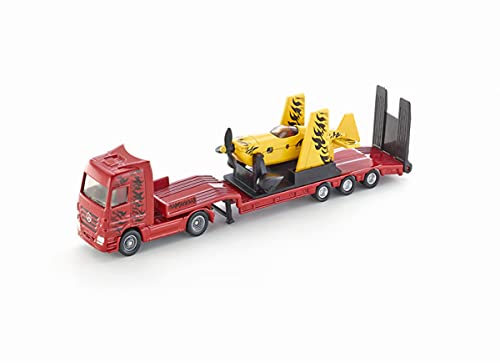 siku 1866, LKW mit Sportflugzeug, 1:87, Metall/Kunststoff, Rot/Gelb, Abnehmbare Flügel