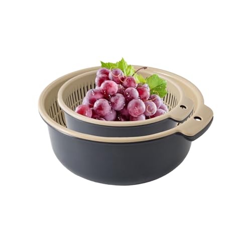 Sieb Bowl Set Mixing Bowl Set | Cesta de verduras con cuenco | Agujeros de drenaje rápido, piso sin deslizamiento, recipiente de cocina para limpiar pasta, hornear, siete, preparación de alimentos