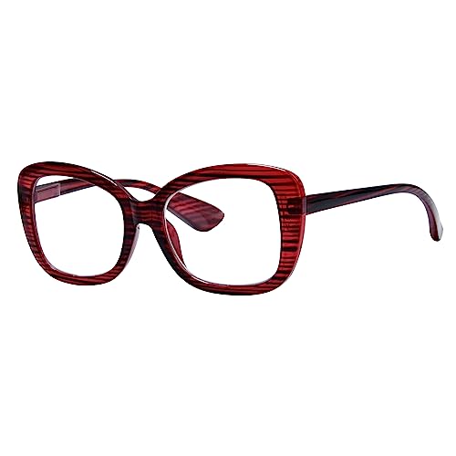 Eyekepper Chic Reading Glasses for Women Oversized Readers - Red Stripe +3.00