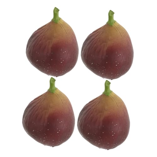 4Pcs Realistic Artificial Fig Lifelike Faux Fruits for Kitchen Cabinet Decoration Photography Props and Educational Play Simulation Models