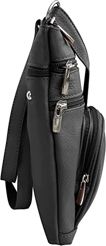 Roma Leathers Genuine X-Large Crossbody Purse, Multi-Pocket, Adjustable Strap, XL3