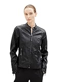 TOM TAILOR Damen 1037936 Biker Lederjacke, 14482-deep Black, XL