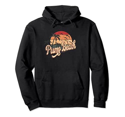 Pismo Beach, California Retro Vintage 70s 80s desgastado T-S Sudadera con Capucha