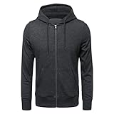 Maiyifu-GJ Men's Full Zip Long Sleeve Hoodies Lightweight Slim Fit Solid Color Hoodie Hooded Sweatshirt with Kanga Pocket (Dark Grey,X-Large)