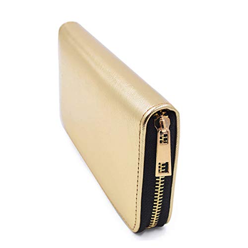 Premium Vegan Saffiano Leather Continental Zip Around Wallet3