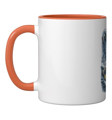 Cute Cozy Sheep Detective Lamb Mystery Funny Farm Meme Ceramic Mug, Orange/White