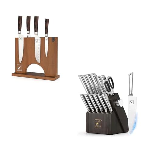 imarku Knife Sets for Kitchen with Block imarku G14 Japanese Knife Set Stainless Steel Kitchen 14pcs & Magnetic Knife Block Holder, Double Sided Kitch