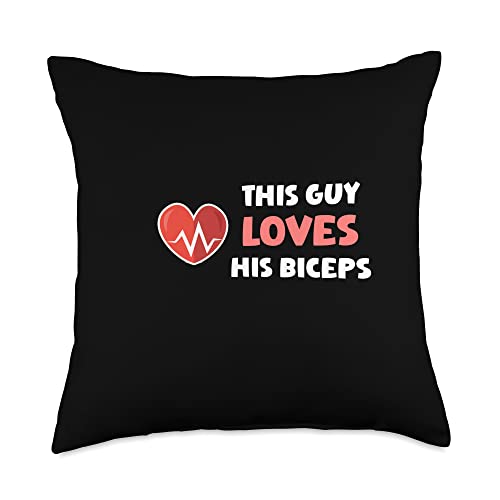This Guy Loves His Biceps Throw Pillow