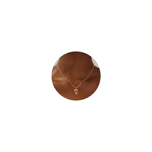 JIAOGE Regalos para el día de la madre para mamá e hija, collar de lazo dorado/plateado, delicados collares con inicial para mujeres y niñas, collar de oro para mujeres, regalo de cumpleaños para