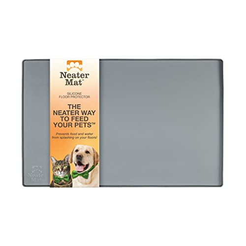 Neater Pet Brands Neater Mat - Waterproof Silicone Pet Bowls Mat - Protect Floors from Food & Water (19" x 12", Gunmetal)