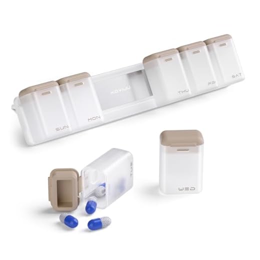 KOVIUU Weekly Pill Organizer Magnetic, Removable Pill Box 7 Day 1 Time a Day, Large Pill Case Travel, Week Once Daily Medication Dispenser, Medicine Container Holder for Supplement Vitamin, Brown