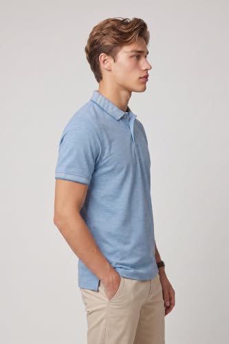 Image of Peter England Men's Premium Branded Regular Fit Half Sleeve Polo T-Shirt | Cotton Rich | Birds Eye Interlock Weave| No Pocket