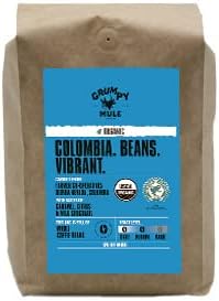 Grumpy Mule Organic Colombia Whole Bean Coffee - 2 pounds/32 oz. (907 grams). Rainforest Alliance Certified.