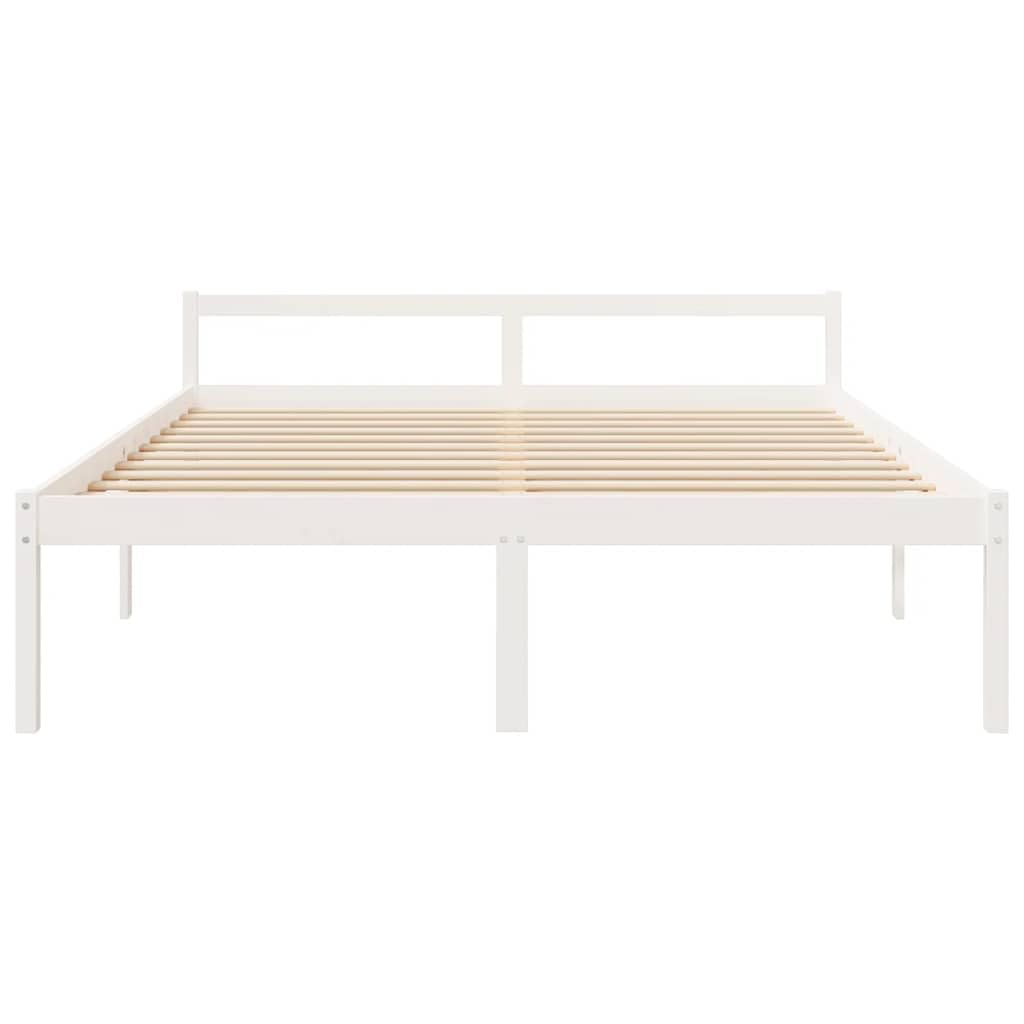 Massives Kiefernholz seniorengerecht mit 45 cm Sitzhöhe Weiß 180x200 cm | Seniorenbett Weiß 180x200 cm Massivholz Kiefer Bettgestell mit Kopfteil Hohe Sitzhöhe 45cm Stauraum