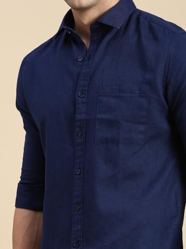 Image of SHOWOFFFF Men Solid Casual Shirt | Spread Collar Full Sleeves Cotton Shirt for Mens | Slim Fit Regular Length Shirt for Men's