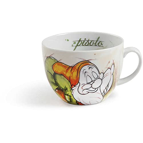 Egan Tazza Colazione Collezione Disney 7 Nani. Oggetto Realizzato in Porcellana di Colore Verde e Bianco. Dimensione: 9X12X14,5 cm. La referenza è PWS03/1PI