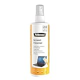 Fellowes Bildschirmreiniger, Reinigungsspray für TFT, LCD, CRT Monitore, Bildschirmfilter, Scanner, Laptopbildschirm und Tablet, antistatisch, 500+ Anwendungen, Inhalt: 250 ml