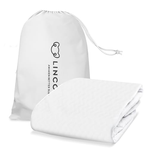 Lincove Protège-matelas matelassé pour lit simple – Protège-matelas élastique – Housses de surmatelas jusqu'à 40,6 cm de profondeur, 100 % coton, texture tressée respirante, lavable en machine et