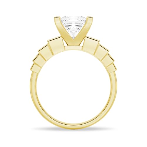 MSBLUE Moissanite Engagement Ring, Staircase Princess Cut, 14K White Gold Vermeil, Wedding Promise Ring2