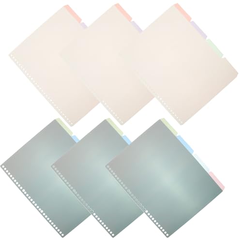 HOMSFOU 6セット バインダー仕切り 色 耐久性素材 手帳 ノート整理用 タブ付き使いやすいインデックスページ 家 オフィス用