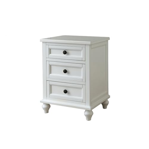 Mesita Noche Mesita de noche en blanco y negro, archivador con tres cajones, mueble de almacenamiento de madera maciza for sala de estar, dormitorio, estudio, libros, lámparas, etc. Para dormitorios(B