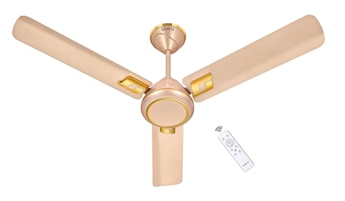 Image of Sujata Kinetica BLDC Ceiling Fan 1200mm | 3 Years Warranty | Ceiling Fan for Living Room & Bedroom, Remote Fans Ceiling Fans 5 Star BEE Rating, Powerful Airflow, Savings Upto 60% (Topaz Gold)
