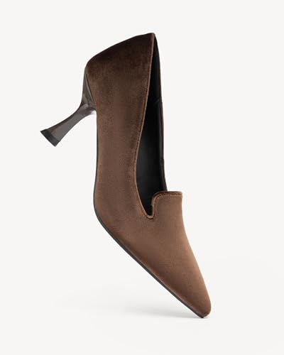 Women's 2.5 Inch Stiletto Pumps - Pointed Toe Suede Heels for Office, Wedding & Party, Slip-On Mid Heel Dress Shoes2
