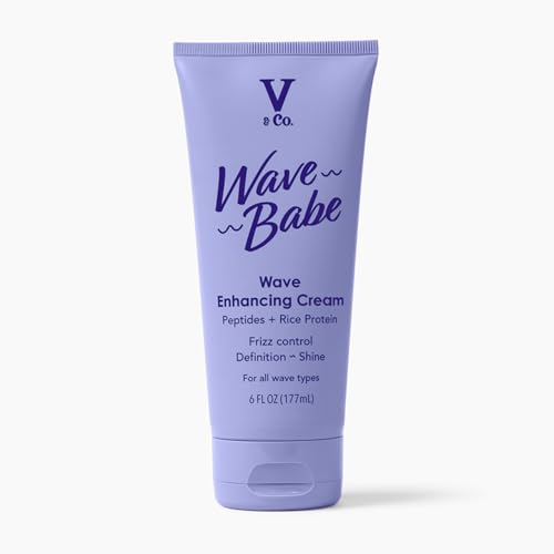 V&Co. Wave Babe Wave Enhancing Cream – Wave Cream for Wavy Hair, Anti Frizz & Hydrating Hair Care with Peptides & Rice Protein – Defines Waves, Enhances Shine & Adds Lasting Softness – 6 oz