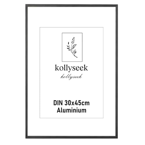 Kollyseek Marco de Aluminio 30x45 cm de Metal Ferroso, Fotografía Moderna de Vidrio Acrílico Indestructible con Foto de Pasajeros Negro