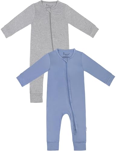 Image of Jimonda Baby Romper Boys Girls Bamboo Pajamas 2-Way Zipper Footless Unisex Long Sleeve Sleepers Sleep and Play 0-24 Months