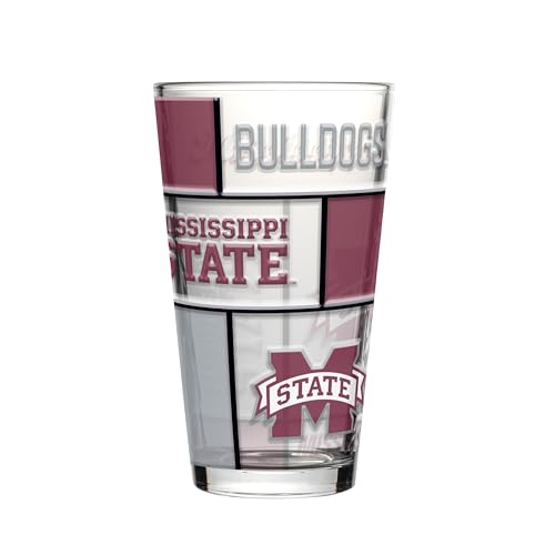 Image of Logo Brands NCAA oz Stained Glass Pint Glass - 3D Embossed Logo & Bold Team Colors - Durable Sports Fan Beer Glass for Home, Bar & Tailgates