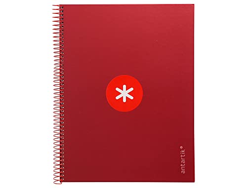 Antartik Cuaderno Espiral Liderpapel A4 Micro Tapa Forrada 80H 90 Gr Cuadro 5Mm 1 Banda 4 Taladros Frambuesa