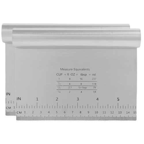 2 Grattoir à Pâte en Acier Inoxydable Avec échelle de Mesure, Spatule Pâtisserie Lissage 15x12 cm, Grattoir Gâteau Pâtisserie, Lisseur Gâteau, Coupe...