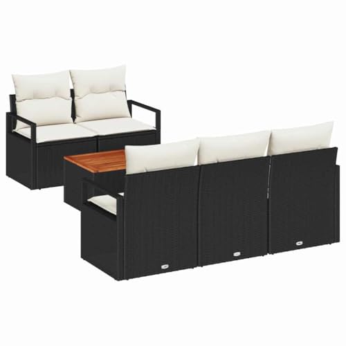 vidaXL Ensemble de canapé de Jardin 6 pcs Noir et Blanc, Canapé modulable, Lounge de Jardin résistant aux intempéries, mobilier de Patio Moderne pour se détendre,...