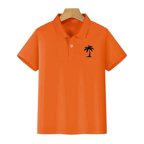 Girls Classic Golf Pique Polo Shirt Short Sleeve Collared Half Button Tropical Plant Print Tees Cotton Solid Tee Top3