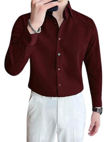 Image of GRECIILOOKS Men's Shirt | Formal Button Down - Slim Fit Office Shirt's for Men | Premiuim Textured Long Sleeve Cotton Blend | Business & Meeting Ready