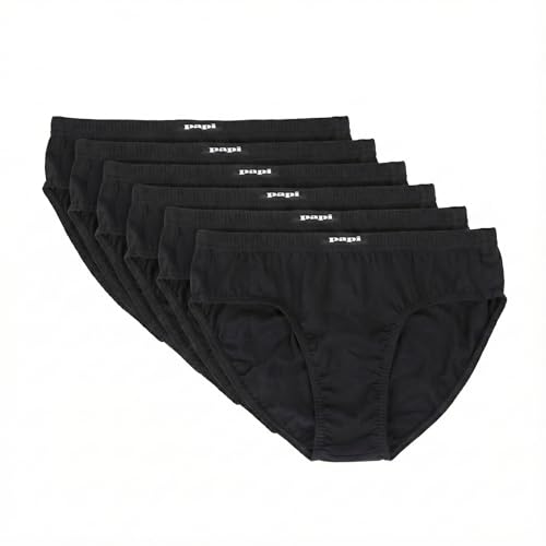 Papi Mens 6-Pack Cotton Low Rise Briefs Soft Stretch Fabric with Supportive Fit and Everyday Comfort Underwear Black Medium