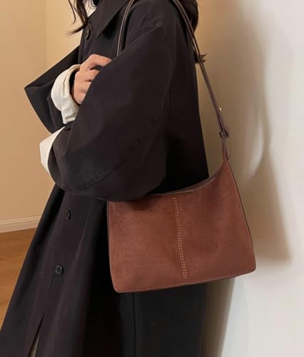 Image of Chic Hobo Bags for Women Suede Sling Bags for Women Slouchy Shoulder Bag Crossbody Purses Handbags for Everyday Wear
