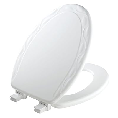 MAYFAIR 134ECA 000 Sculptured Ivy Toilet Seat will Never Loosen and Easily Remove, ELONGATED, Durable Enameled Wood, White