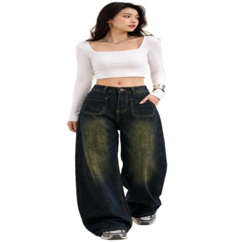 Image of ODDMONEKY Baggy Jeans for Women || Korean Jeans for Women || Wide Leg Korean High Waist Baggy Denim Pants (Wjeans-7)