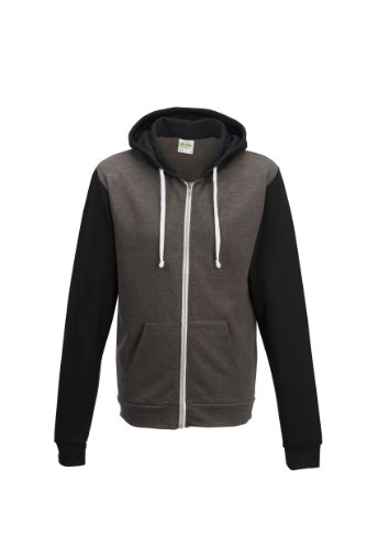 All We Do Is Mens Retro Contrast Zoodie Charcoal Grey/Jet Black M