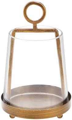 6" Wide Modern Farmhouse Metal Hurricane Candle Holder with Handm...